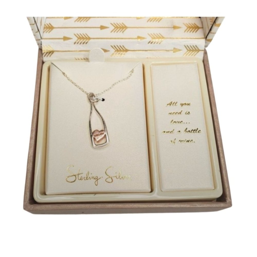 Sterling Silver NIB Wine Bottle Necklace